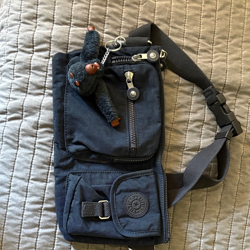 Kipling Navy Belt Bag with Keychain